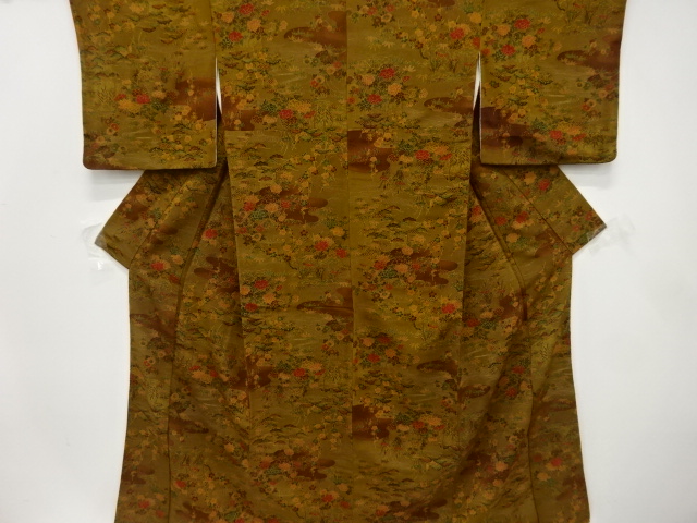 JAPANESE KIMONO / KOMON / CHIRIMEN / FLORAL PLANTS